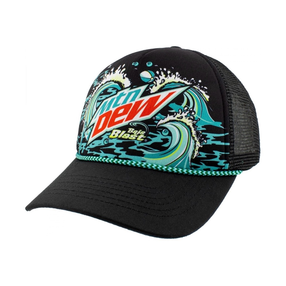 Mountain Dew Baja Blast Big Waves Trucker Hat Black Multicolor Adjustable